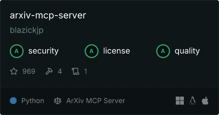 ArXiv 服务器 MCP 服务器