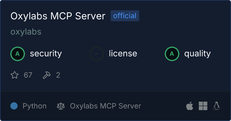 Oxylabs服务器MCP服务器