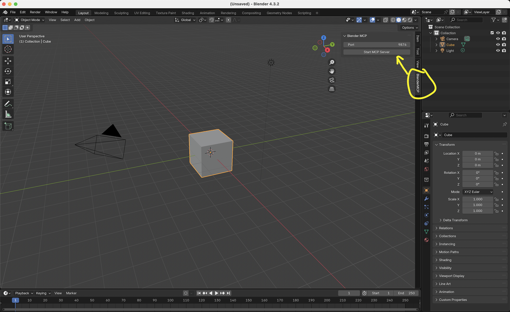 BlenderMCP 在侧边栏中