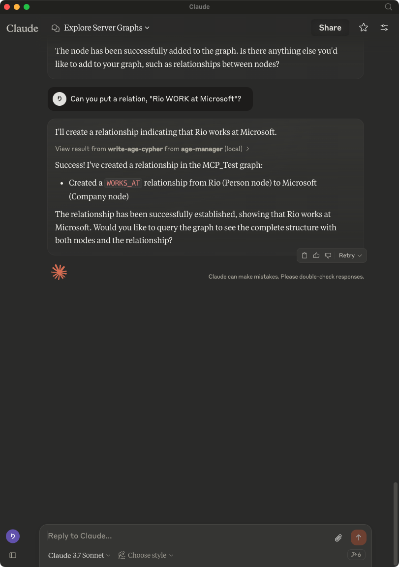 你能创建一个关系，'Rio WORK at Microsoft' 吗？