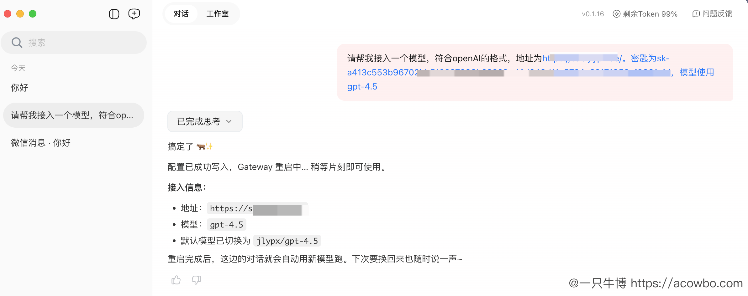 告诉它接入新模型