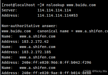 在 Linux 中使用 nslookup命令