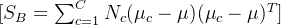 [ S_B = \sum_{c=1}^C N_c (\mu_c - \mu)(\mu_c - \mu)^T ]