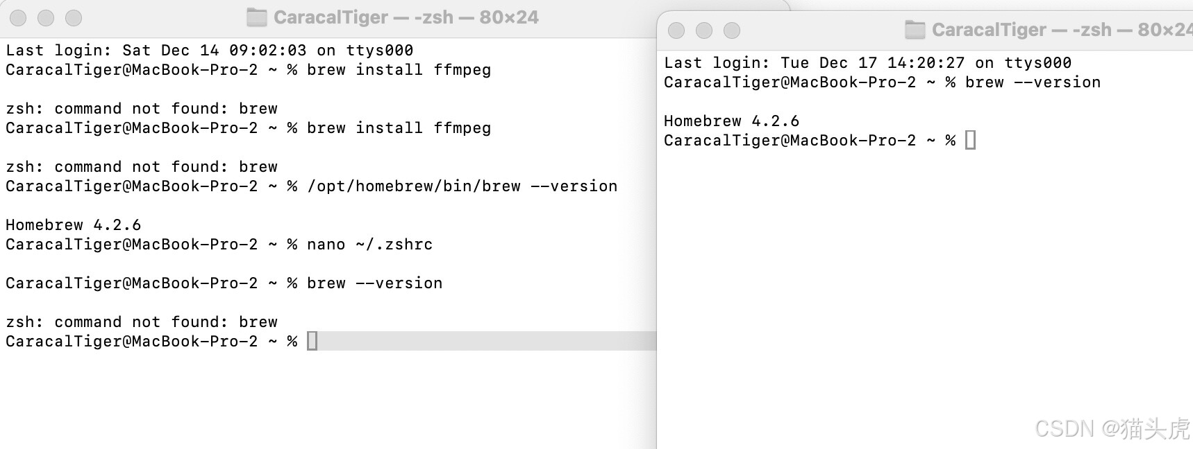 Mac M1 解决 zsh: command not found: brew 问题