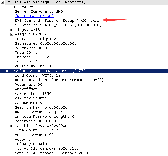 发送SMB Command: Session Setup AndX (0x73)包