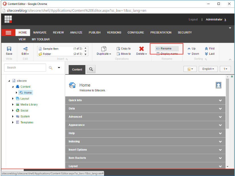 Sitecore CMS中如何命名项目名称