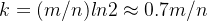 k = (m/n) × ln2\approx 0.7 × m/n