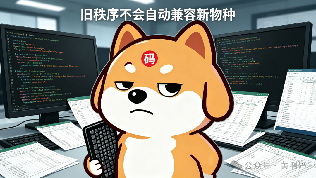 jimeng-2026-05-31-8817-黄啊码柴犬，双眼睁开，无奈吐槽表情，背景展示屎山代码if-else嵌套，散落的不....png