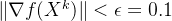 \|\nabla f(X^k)\| < \epsilon=0.1