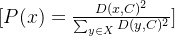 [ P(x) = \frac{D(x,C)^2}{\sum_{y \in X} D(y,C)^2} ]