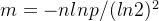 m = -n × ln p / (ln2)^2