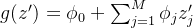 g(z') = \phi_0 + \sum_{j=1}^M \phi_j z_j'