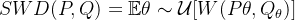 SWD(P,Q) = \mathbb{E}{\theta\sim\mathcal{U}}[W(P\theta,Q_\theta)]