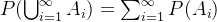 P(\bigcup_{i=1}^{\infty }A_{i})=\sum_{i=1}^{\infty }P(A_{i})