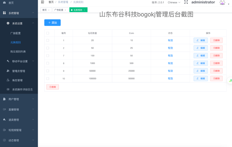 布谷直播App系统源码开发之后台管理功能详解