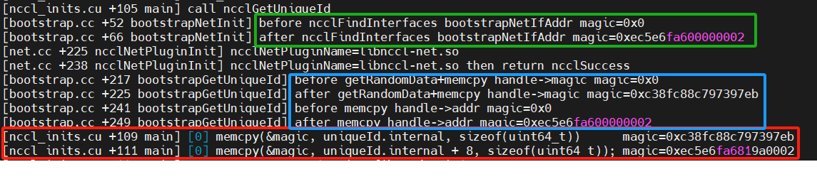  ncclGetUniqueId API运行结果