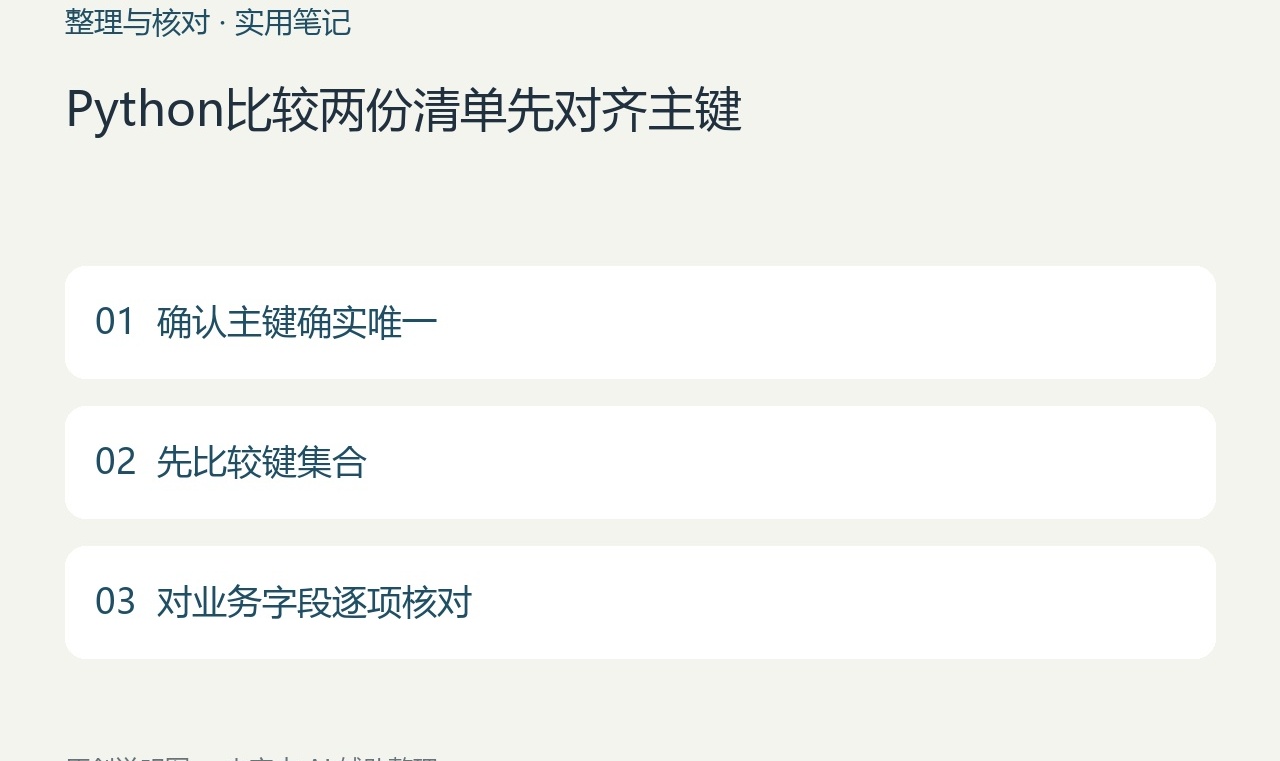 Python比较两份清单先对齐主键