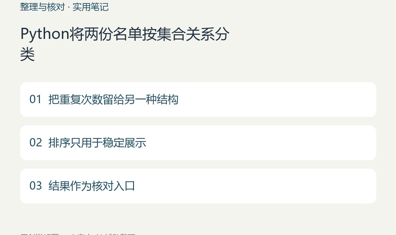Python将两份名单按集合关系分类