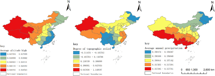 MGWR 系数地图：海拔、地形起伏度、年降水量对结核病的影响