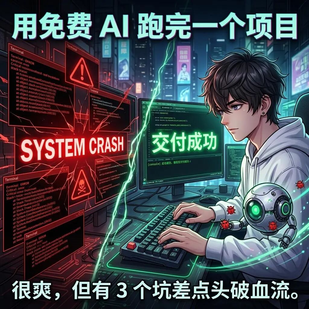 用免费国产AI跑完一个真实项目后很爽但有3个坑差点头破血流封面