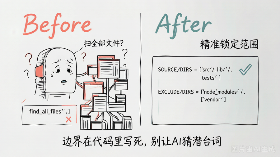 边界对比：让AI猜范围 vs 代码锁定范围