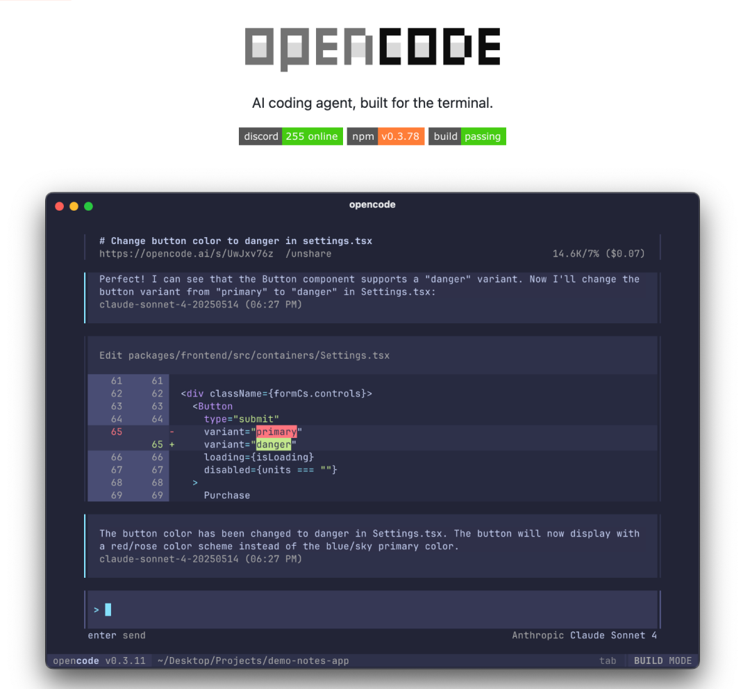 https://github.com/sst/opencode