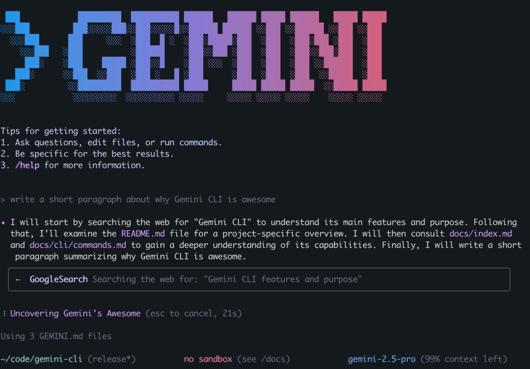 https://github.com/google-gemini/gemini-cli