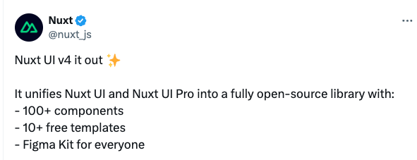 Nuxt UI v4 发布了