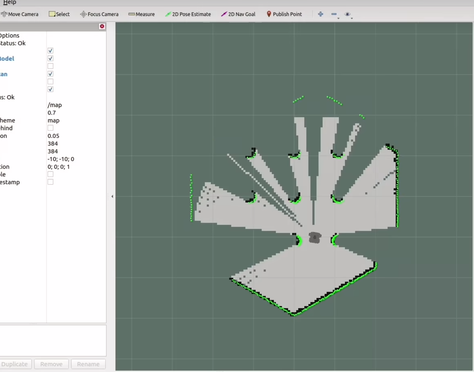 图3：Rviz2中可视化激光扫描和建图过程
