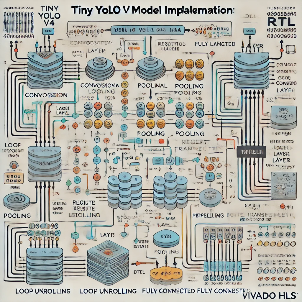 Tiny YOLO 模型在 Vivado HLS 中的层层转化流程图