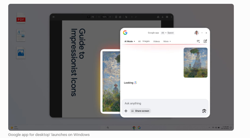 图3：AI Mode 界面，左侧历史记录 + 右侧智能总结（带图片示例）