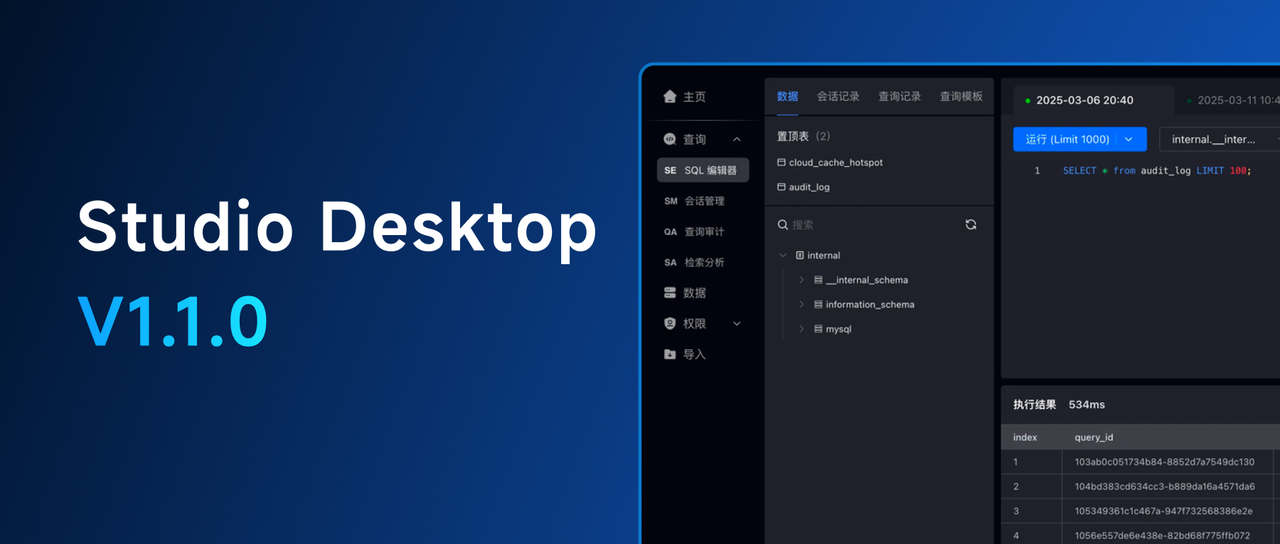 Apache Doris 可视化数据管理工具 SelectDB Studio V1.1.0 重磅发布