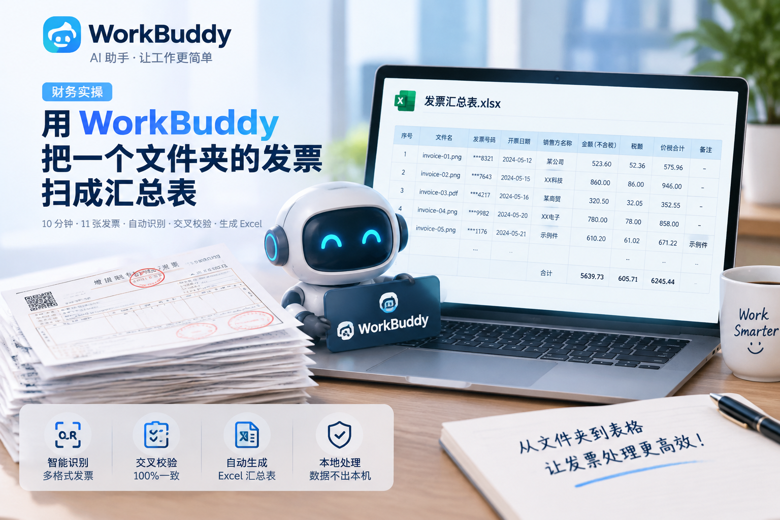 财务实操：用 WorkBuddy 把一个文件夹的发票扫成汇总表
