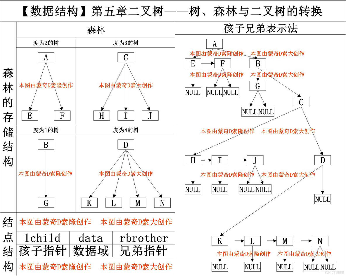 【数据结构】树、森林与二叉树的转换_结点_05