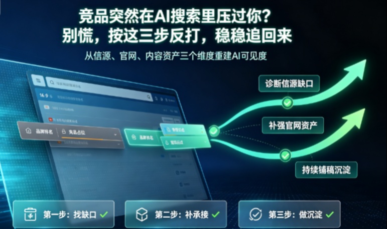 竞品突然在AI搜索里压过你？别慌，按这三步反打，稳稳追回来