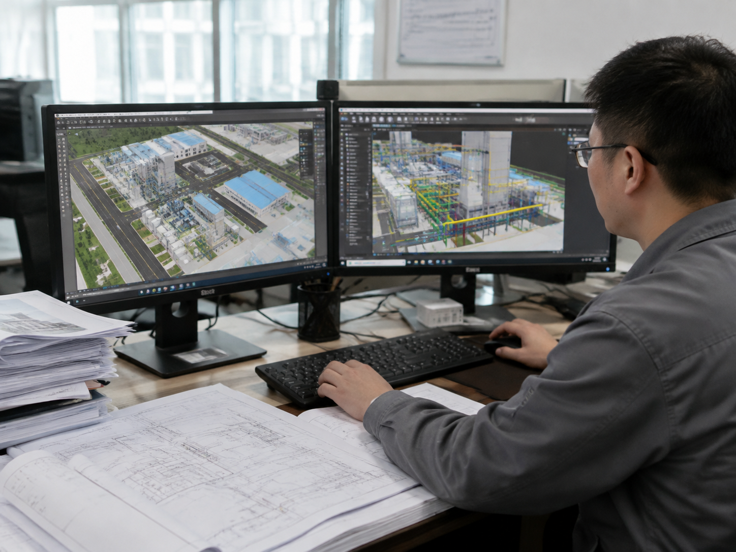 三维建模工程师制作数字孪生园区模型