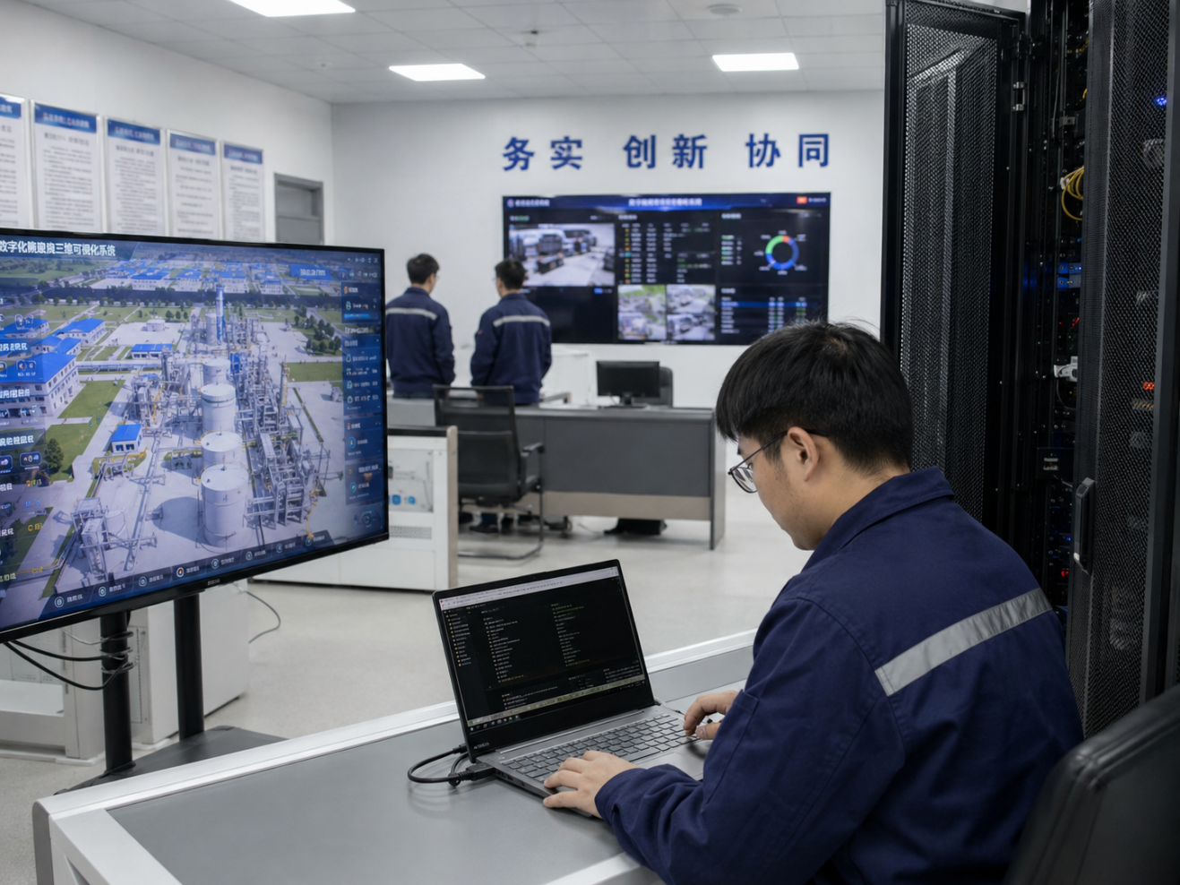 数字孪生项目工程师进行系统部署与现场调试