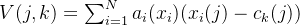 V(j,k) = \sum_{i=1}^{N} a_i(x_i)(x_i(j) - c_k(j))