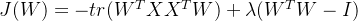 J(W) = -tr(W^TXX^TW) + \lambda(W^TW - I)