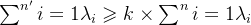 \sum^{n'}{i=1} \lambda_i \geqslant k \times \sum^n{i=1} \lambda_i