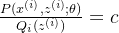 \frac{P(x^{(i)}, z^{(i)};\theta)}{Q_i(z^{(i)})} =c