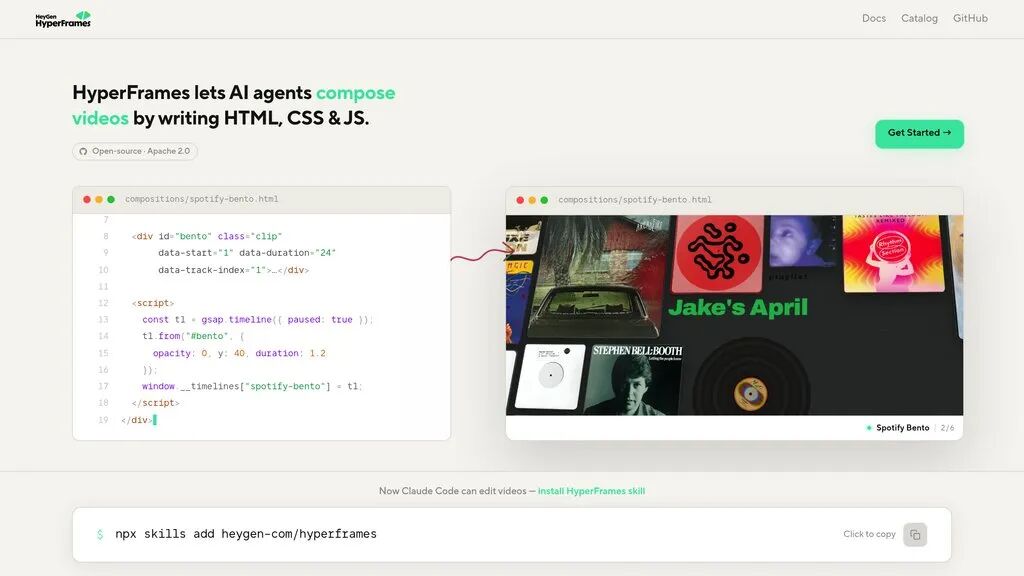HyperFrames:開発者とAIエージェントがHTML、CSS、JavaScriptを記述してビデオを構成できるHeyGenのオープンソースビデオレンダリングフレームワーク。  - MOGE
