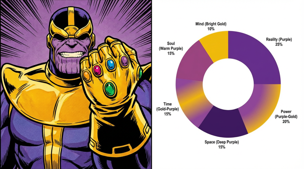 A split-screen composition design. [Left Side]: A highly detailed, cinematic portrait of Albus Dumbledore with long beard and purple robes, magical atmosphere but realistic rendering, movie-accurate style. [Right Side]: A strictly 2D flat vector "Bubble Chart" for cluster analysis. Solid circles in Nebula Purple (#4A235A) and Magic Pink (#AF7AC5) with distinct outlines on a flat Memory Glow (#E8F8F5) background. No shading, no lens flare, clean information design. [Bottom]: A flat 2D horizontal color strip showing the palette swatches with hex codes, minimalist design. [Style]: Mixed media, contrast between realistic character art and flat academic data visualization, clean layout, high resolution. --ar 3:2