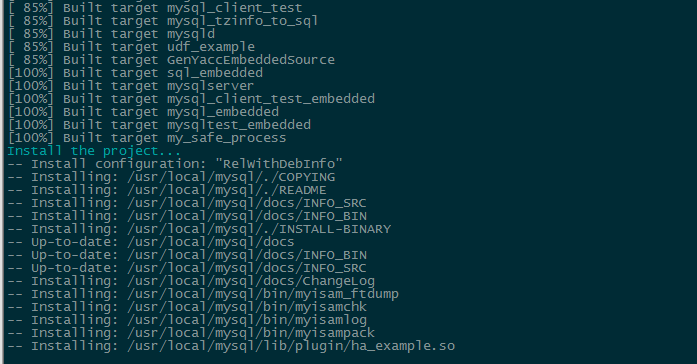 编译MySQL5.7.7rc的make命令执行结果