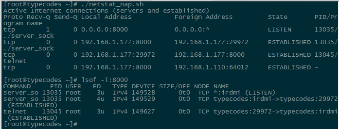 Linux中利用netstat和lsof命令查看TCP服务状态