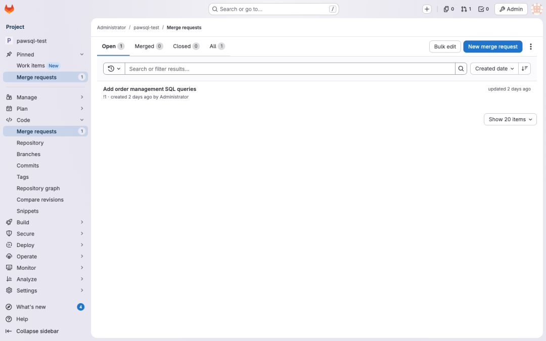 GitLab 创建 Merge Request