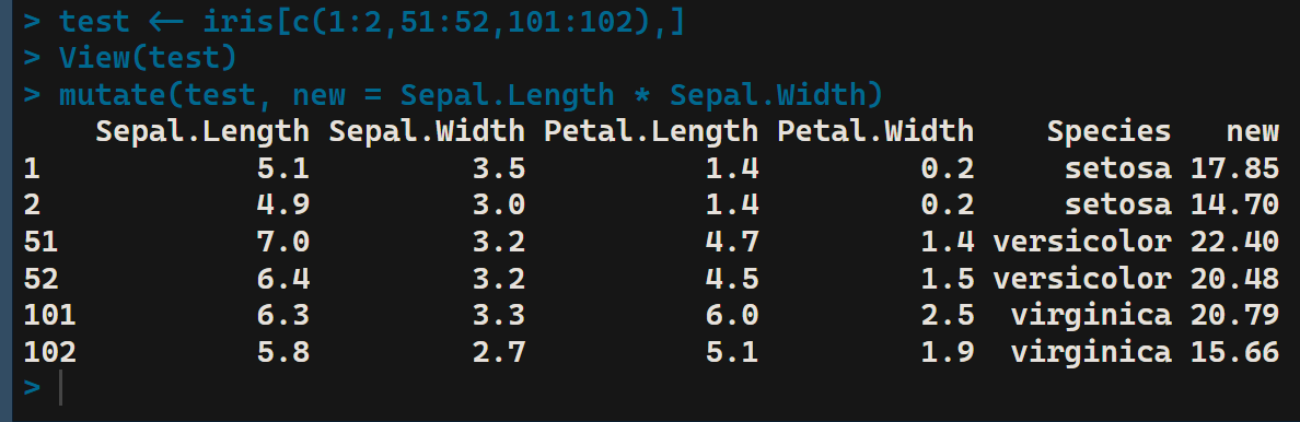 mutate()输出结果