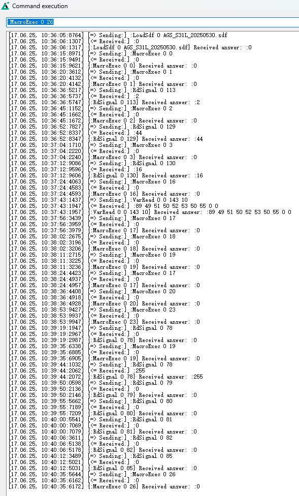 以太网ASCII指令测试结果