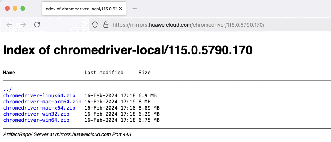 跳转ChromeDriver版本页面