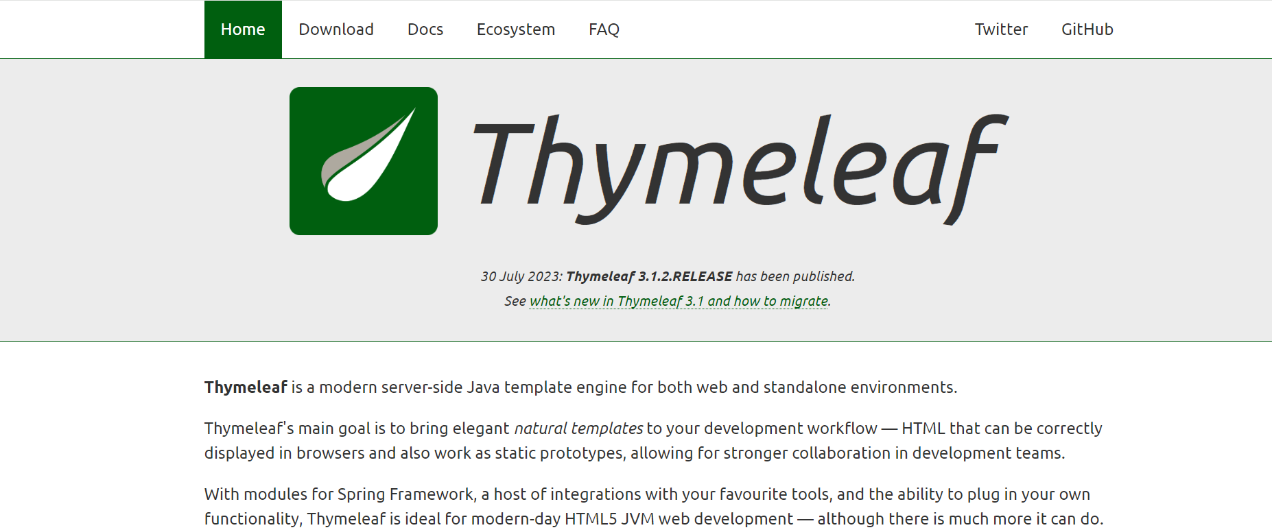 Thymeleaf主页